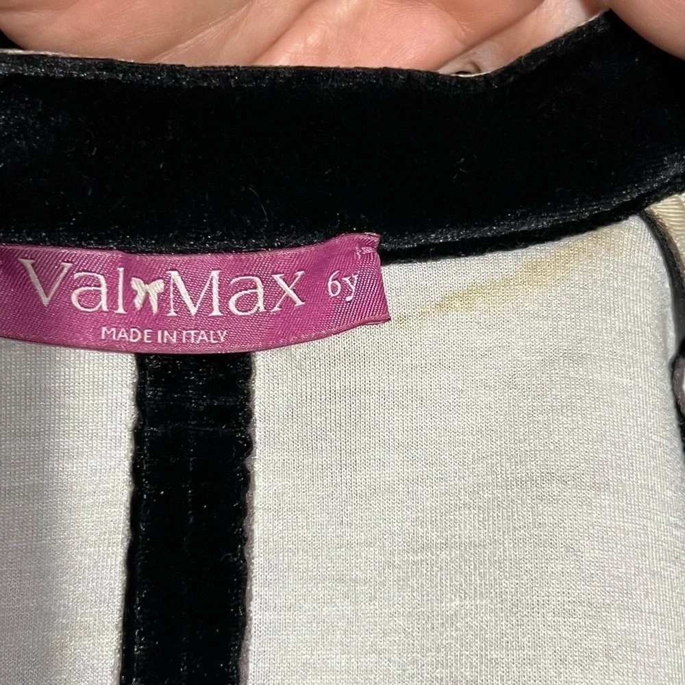 Val Max Girls Black Velvet Dress Size 6 A Line Short Sleeves Holiday Zip Front